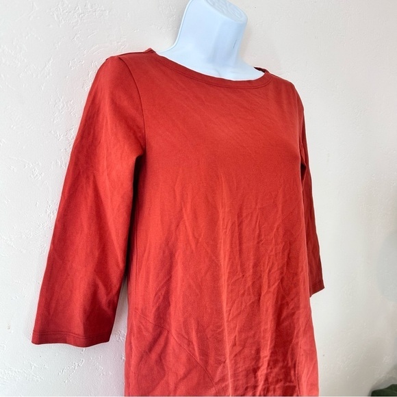GARNET HILL Barteau Organic Cotton Dress Rust Red Boat Neck Pocket Size 00 NWT - Picture 3 of 14